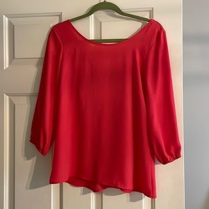 Moa Moa coral blouse with bow detail in back